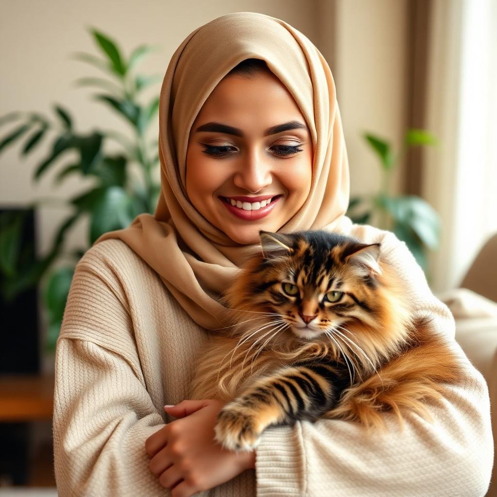Pet parent with cat